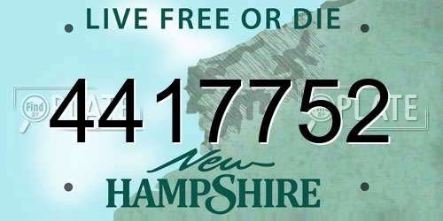 4417752 New Hampshire License Plate