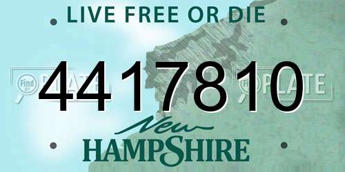 4417810 New Hampshire License Plate