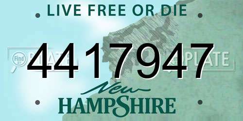 4417947 New Hampshire License Plate