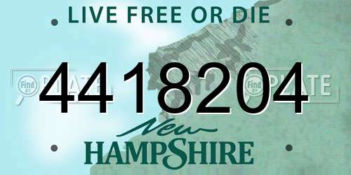4418204 New Hampshire License Plate