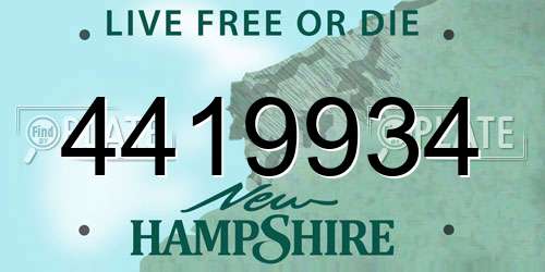 4419934 New Hampshire License Plate