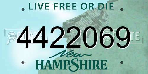 4422069 New Hampshire License Plate