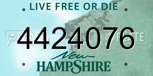 4424076 New Hampshire License Plate
