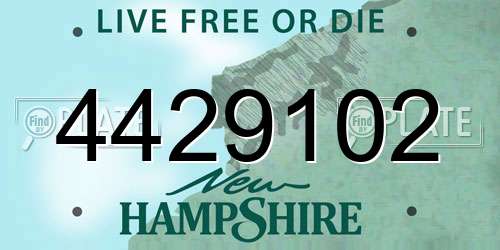 4429102 New Hampshire License Plate