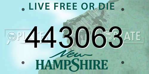 443063 New Hampshire License Plate