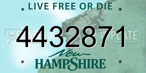 4432871 New Hampshire License Plate