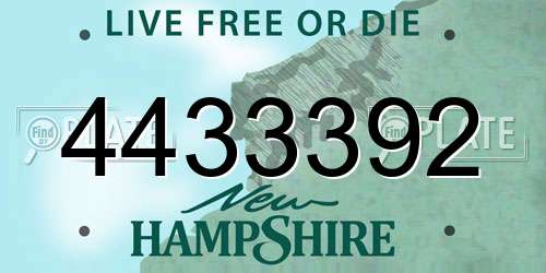 4433392 New Hampshire License Plate