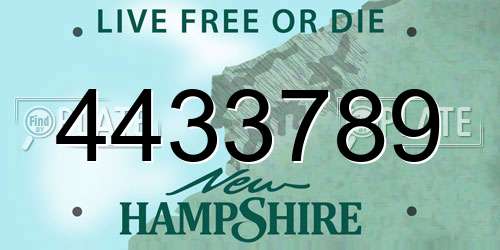 4433789 New Hampshire License Plate