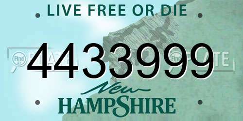 4433999 New Hampshire License Plate