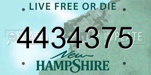 4434375 New Hampshire License Plate