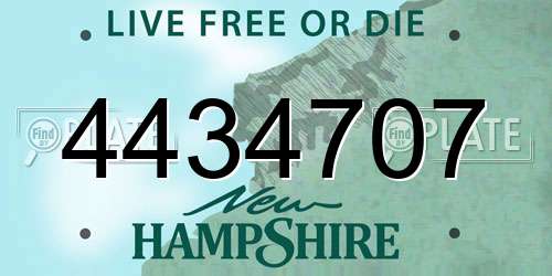 4434707 New Hampshire License Plate