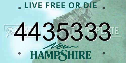 4435333 New Hampshire License Plate