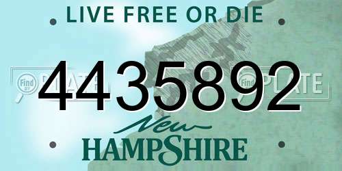 4435892 New Hampshire License Plate