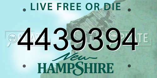 4439394 New Hampshire License Plate