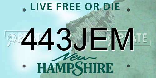 443JEM New Hampshire License Plate