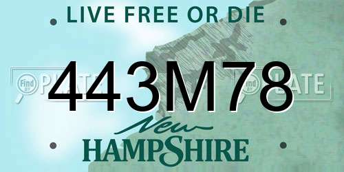 443M78 New Hampshire License Plate