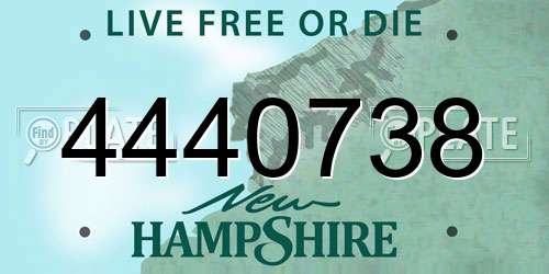 4440738 New Hampshire License Plate