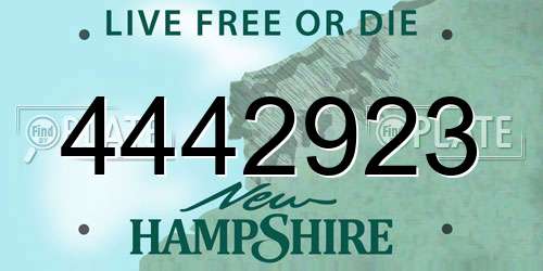 4442923 New Hampshire License Plate