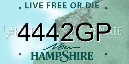 4442GP New Hampshire License Plate