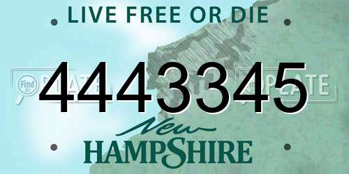 4443345 New Hampshire License Plate