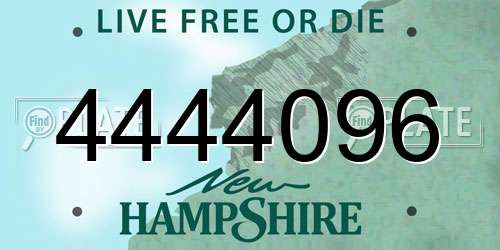 4444096 New Hampshire License Plate