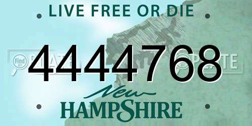 4444768 New Hampshire License Plate