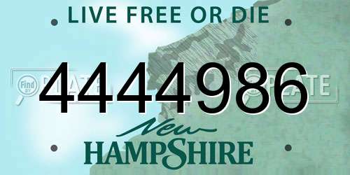 4444986 New Hampshire License Plate