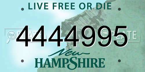 4444995 New Hampshire License Plate