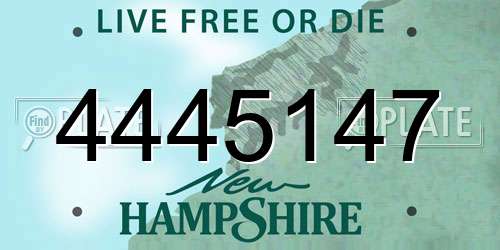 4445147 New Hampshire License Plate