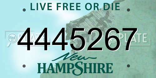 4445267 New Hampshire License Plate