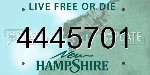 4445701 New Hampshire License Plate