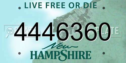 4446360 New Hampshire License Plate