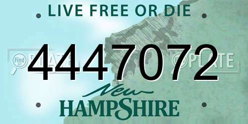 4447072 New Hampshire License Plate