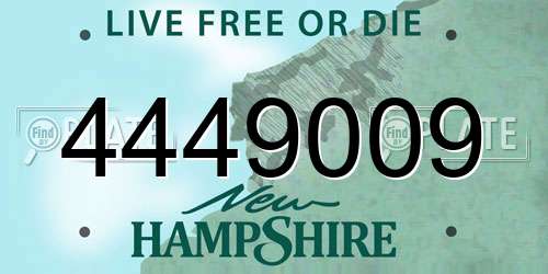 4449009 New Hampshire License Plate