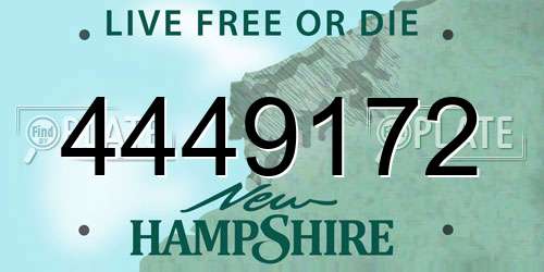 4449172 New Hampshire License Plate