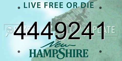 4449241 New Hampshire License Plate