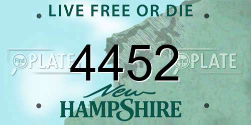 4452 New Hampshire License Plate