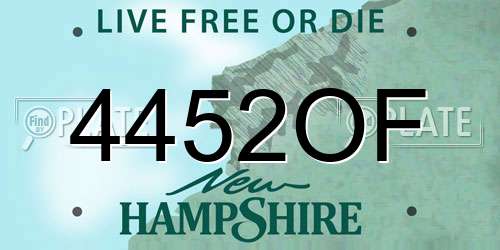 4452OF New Hampshire License Plate