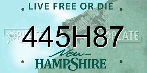 445H87 New Hampshire License Plate