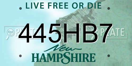445HB7 New Hampshire License Plate