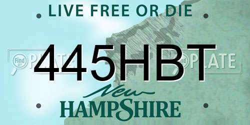 445HBT New Hampshire License Plate
