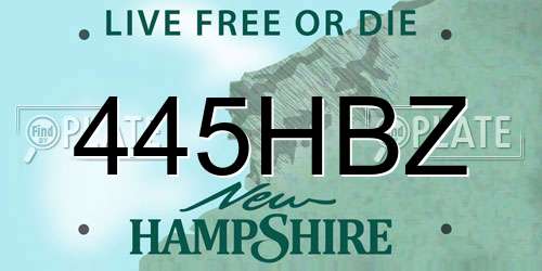 445HBZ New Hampshire License Plate