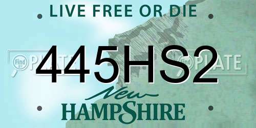 445HS2 New Hampshire License Plate