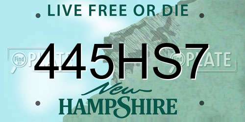 445HS7 New Hampshire License Plate