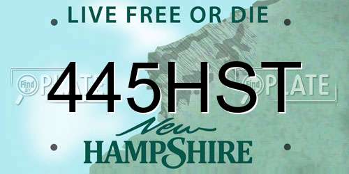 445HST New Hampshire License Plate