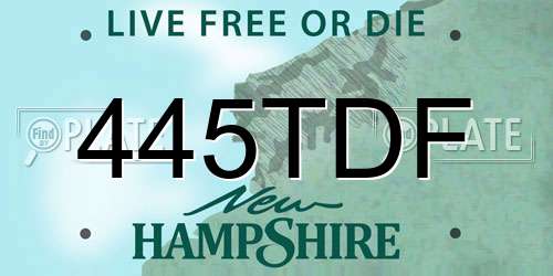 445TDF New Hampshire License Plate