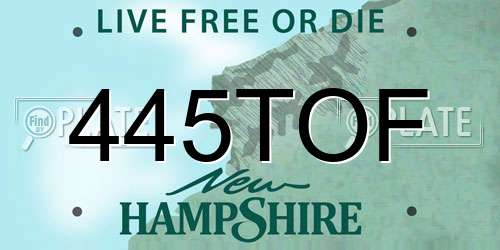 445TOF New Hampshire License Plate