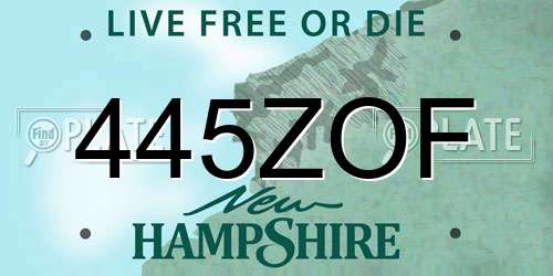 445ZOF New Hampshire License Plate