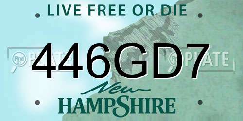 446GD7 New Hampshire License Plate