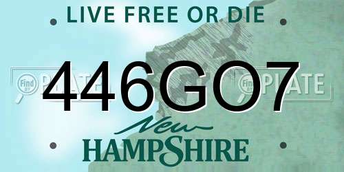 446GO7 New Hampshire License Plate